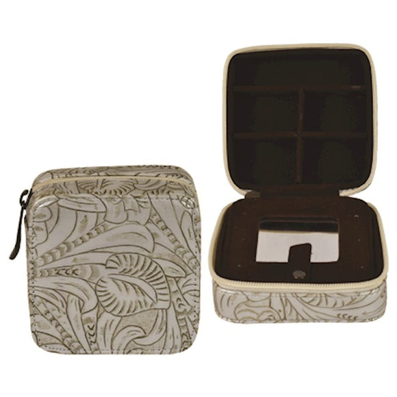 Justin Womens SQ Jewelry Case Frost White Tooled          2139805WHT
