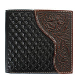 Nocona Men's Basketweave Floral Embossed Brown Bifold Wallet    N500046902