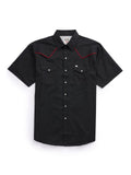 Ely Cattleman Pro Men's Short Sleeve Black Solid w/ Red Piping Vented Shirt   2024550-BK
