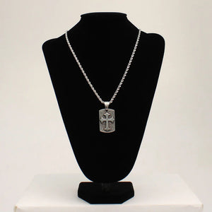 Twister Floral Cross Dog Tag Necklace By M&F         32150