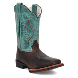Dan Post Girls Salina Square Toe Boots  Chocolate/Turquoise          DPC4002