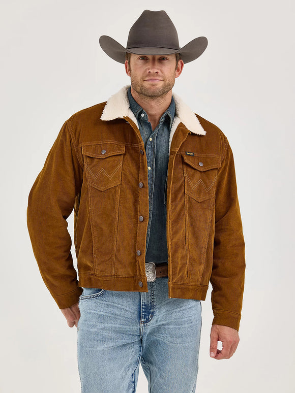 Wrangler Men's Cowboy Cut Sherpa Lined Corduroy Jacket - Monks Robe   112367603