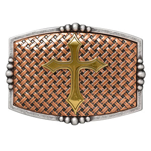 M&F Nocona Basketweave Cross Belt Buckle       37115