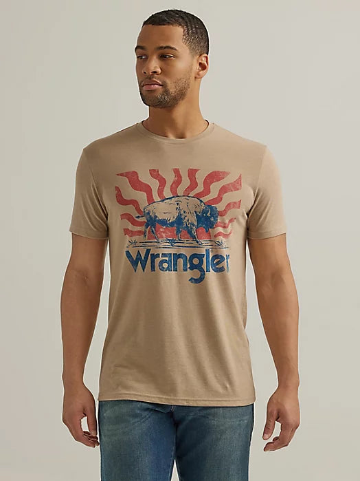 Wrangler Mens Short Sleeve Bison Graphic T-Shirt