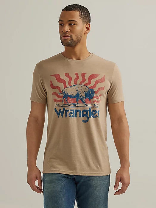 Wrangler Mens Short Sleeve Bison Graphic T-Shirt - Trenchcoat    112344130
