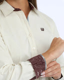 Cinch Women's Cream Striped Button-Down Shirt             MSW916509