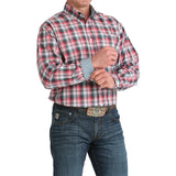 Cinch Men's Red & Black Plaid Long Sleeve Shirt       MTW1106047
