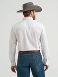 Wrangler Men's Cody Johnson One Pocket Button Down Shirt-White Ditsy Print   112368022