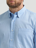 Wrangler Men's Cody Johnson One Pocket Button Down Shirt - Sky Pinstripe  112368020