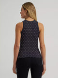 Wrangler Women's Printed Slim Goddess Tank  Black Horseshoe  112375060
