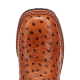 Dan Post Kids Ostrich Print Western Square Toe Boots - Cognac          DPC4008 / DPC5008