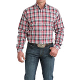 Cinch Men's Red & Black Plaid Long Sleeve Shirt       MTW1106047