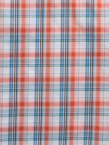 Ely Cattleman Men's Short Sleeve Plaid Snap Shirt- Melon & Navy  2026283-ME/2026283-NV