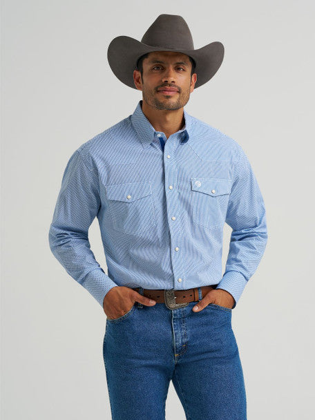 Wrangler Men's George Strait Troubadour Western Shirt-Navy          112368210