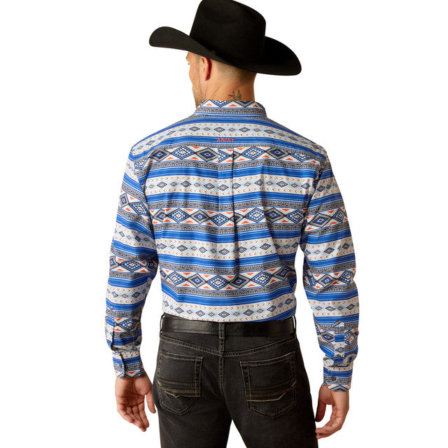ariat royal blue dress shirt Men's Ariat Royal Blue Letter Fitted Shirt Moreno's Wear