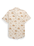 Ely Cattleman Men's Short Sleeve Cowboy Print Snap Shirt - Ecru      2023116-EC
