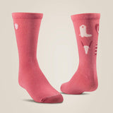 Ariat Girls Western Love Classics Crew Socks 2PR Pack - Pink/Navy   10047873 / AR3718-981