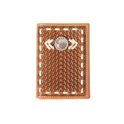 M&F Nocona Men's Trifold Wallet Rawhide Lace Concho Tan      N500044808
