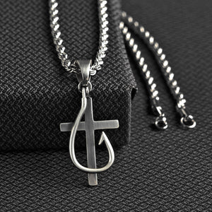 M&F Twister Cross and Fish Hook Necklace    32134