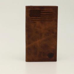 M&F Ariat Men's Rodeo Distressed Stitch USA Flag Shield Logo Wallet         A3545802