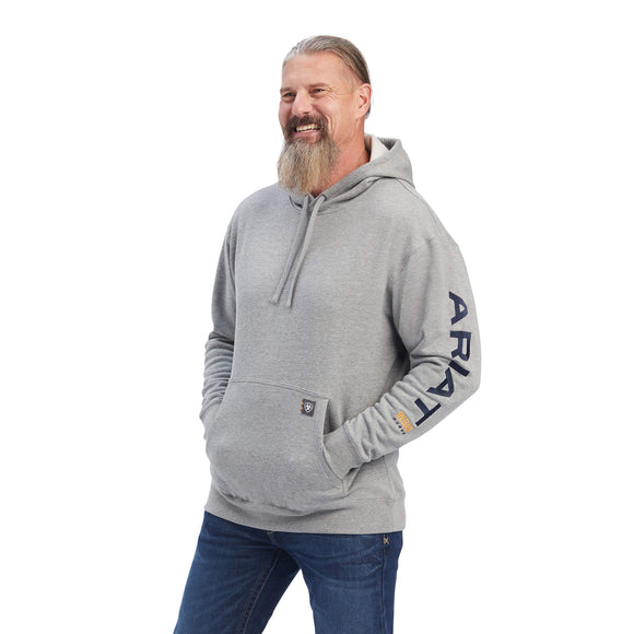 Rebar Mens Graphic Hoodie - Heather Grey/Deep Ultramarine    10041627