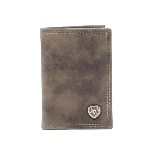 Ariat Mens Shield Concho Grey Trifold Wallet     A3544906