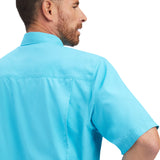 Ariat Mens VentTEK Outbound Classic Fit Short Sleeve Shirt - Scuba Blue   10041122