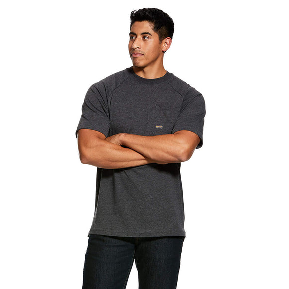 Ariat Mens Short Sleeve Cotton Strong Tee Shirt - Charcoal Heather  10031018