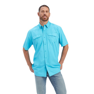 Ariat Mens VentTEK Outbound Classic Fit Short Sleeve Shirt - Scuba Blue   10041122