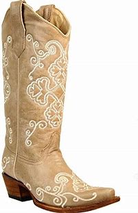 Circle G by Corral Womens Bone Embroidery Snip Toe Boots    L5273