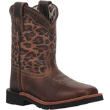 Dan Post Kids Makucha Tan/Leopard Square Toe Western Boots    DPC2951