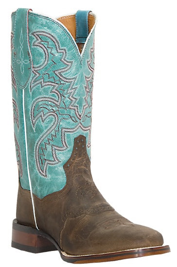 Dan Post Womens DP2863 San Michelle Sand And Teal Leather Boots