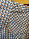 Ely Mens Long Sleeve Plaid Snap Shirt-Blue & Orange     152029040-99