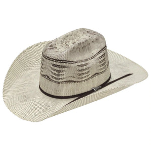Twister Bangora Ivory and Brown Crossed Western Straw Hat    T71852