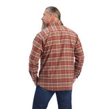 Ariat Mens Rebar DuraStretch Red Mahogany Flannel Button Down Shirt   10041543