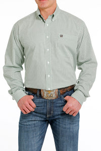 Cinch Mens Long Sleeve Print Shirt - Green     MTW1105548