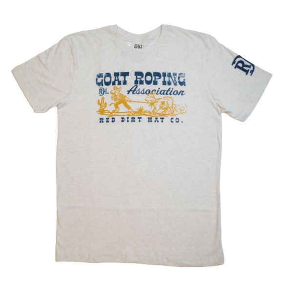 Red Dirt Hat Co. Goat Roping Association Tee - Heathered Off White    RDHC-T-32