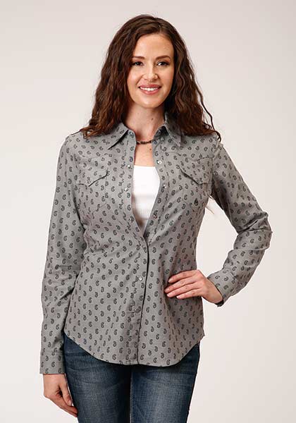 gray western shirt
