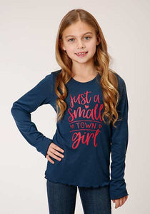 Roper Girls Navy Jersey Knit Tee "Small Town Girl"  3-09-513-6118 BU