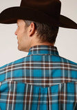 Roper Mens L/S Amarillo Teal Plaid Shirt  3-01-378-7020 GR