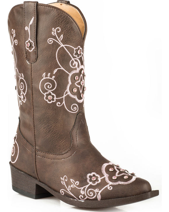 Roper Girls Youth Flower Sparkles Western Boots 09-017-1556-1139/09-018-1556-1139
