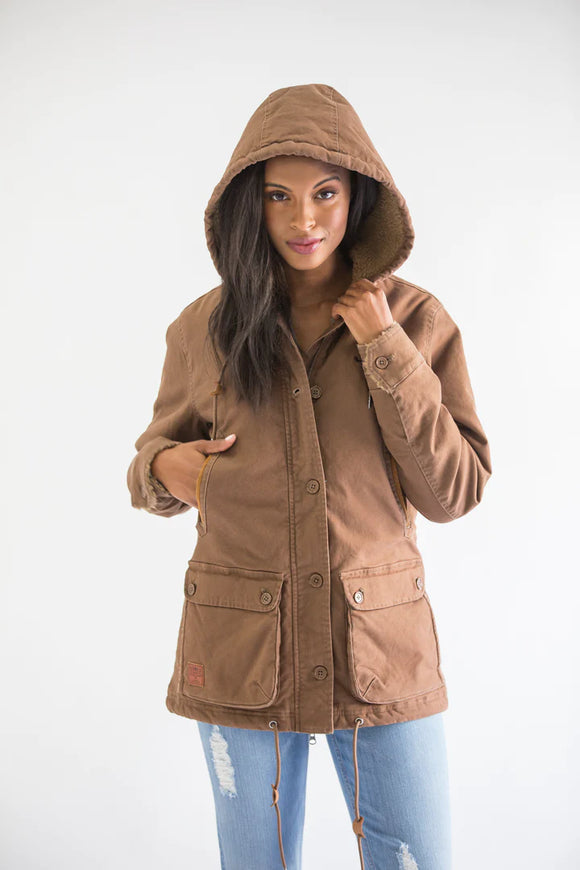 KIMES Women's AWA Hooded Jacket- Tan