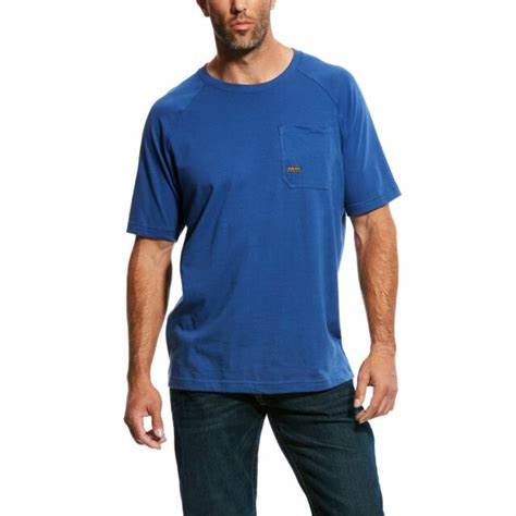 Ariat Mens Cotton Strong Short Sleeve Tee Shirt - Metal Blue    10025377