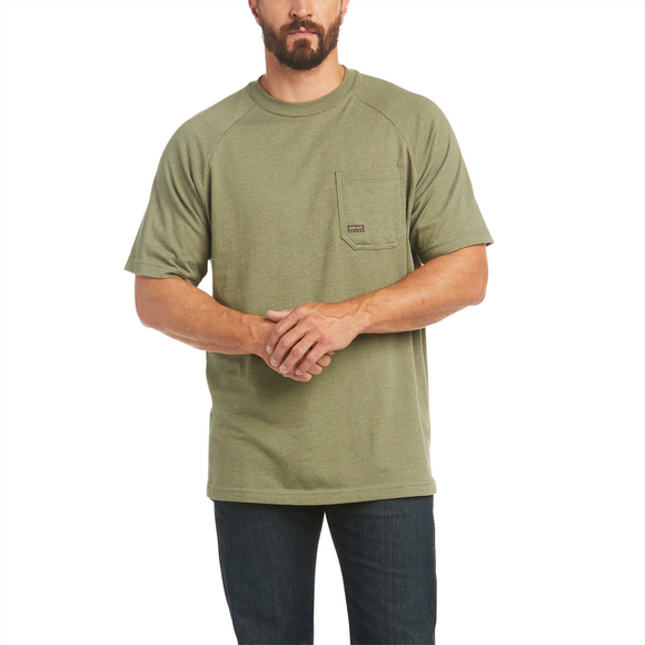 Ariat Mens Cotton Strong Short Sleeve Tee Shirt - Sage Heather   10035009