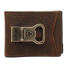 Ariat Mens Bi-fold Money Clip Style Wallet, Brown Rowdy Color  A35119282