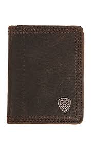 Ariat Mens Dark Brown Small Shield Leather Bi-Fold Flipcase Wallet A35120282