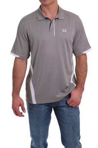 Cinch Mens Arena Flex Polo Grey and White Color Block  MTK1864001