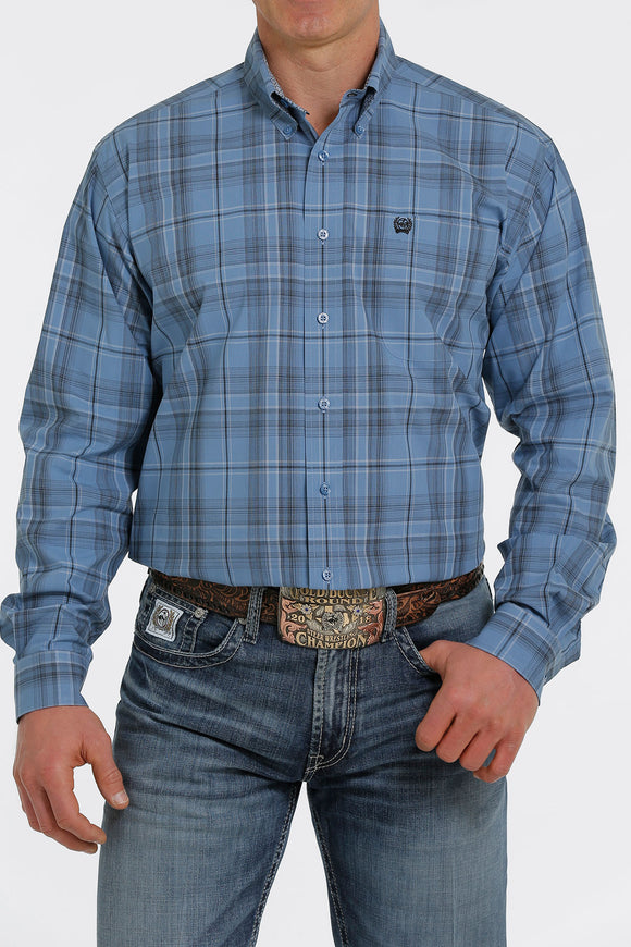 Cinch Mens Plaid Button-Down Western Shirt - Blue    MTW1105332