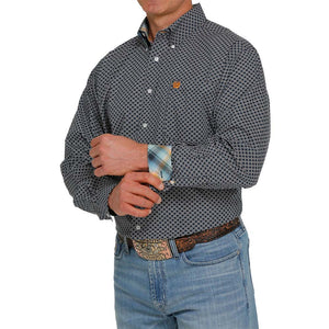 Cinch Mens Long Sleeve Button-Down Shirt In Navy    MTW1105421 / MTW105421X