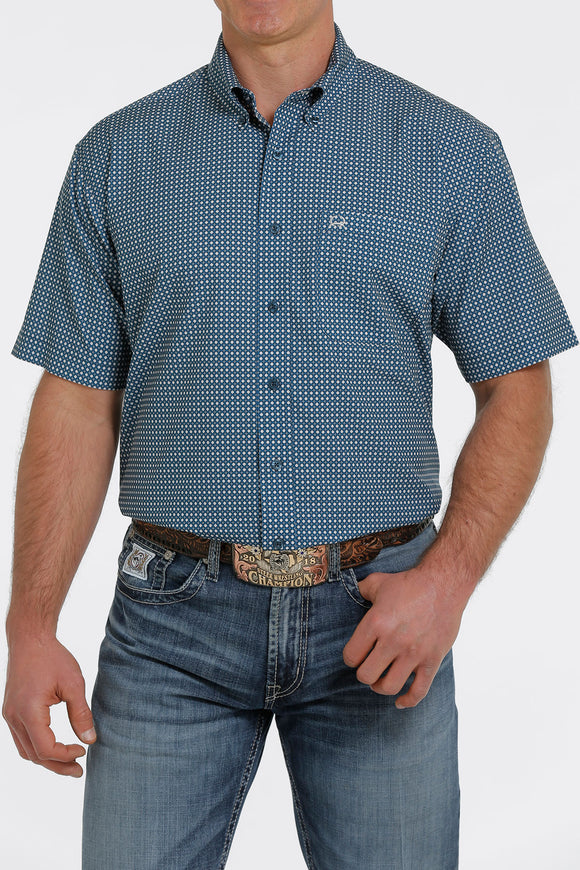 Cinch Arena Flex Short Sleeve Blue Print Shirt    MTW1704092